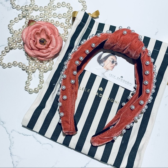 LELE SADOUGHI RASPBERRY PEARL KNOT HEADBAND main image 3
